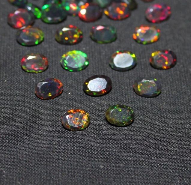 Natural Ethiopian Opal Multi Fire Opal Faceted Oval Lot-Opal Oval cut-Welo Opal-Fire Opal-Wholesale opal-October Birthstone-loose opal
