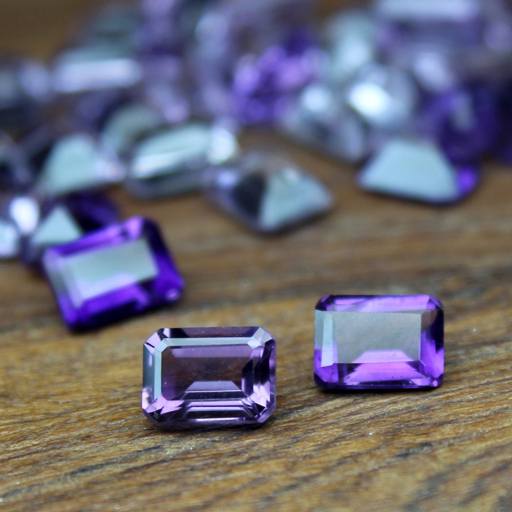 Wholesale Lot 7x5mm Emerald Cut Natural African Amethyst Loose Calibrated Gems Wholesale Lot 7x5mm Emerald Cut Natural African Amethyst Loose Calibrated Gems