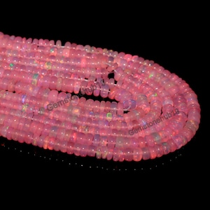 3-5 MM Ethiopian Opal Beads,Natural Opal Beads-October Birthstone-Smooth Opal Gemstone Beads,Pink Opal Beads,Roundelle Opal Beads