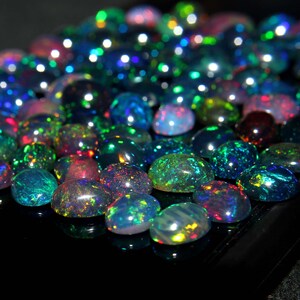 Natural Black Ethiopian Fire opal- Black Opal - Welo fire opal - October Birthstone  - Opal Stone- Opal Cabochon Lot- Loose Opal Gemstone