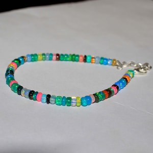 925 Sterling Silver-Natural Ethiopian Opal Bracelet-Engagement bracelet-Solid Silver Bracelet-Multi Smooth Opal Bracelet-Beaded Bracelet