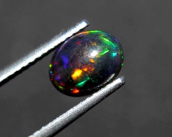 8x10mm Opal - Natural Black Ethiopian Fire opal- Black Opal - Welo fire opal - October birthstone  - Opal Stone- Opal Cabochon - Loose Opal