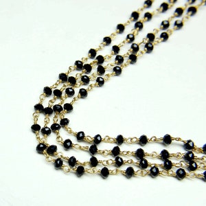 Black Onyx Faceted Roundel Shape Beaded Rosary Chain-gold - Etsy