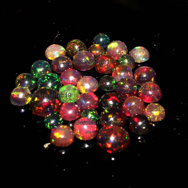 Wholesale Natural Ethiopian Opal/Natural Black Opal Lot/Welo Fire Opal/Cabochons Opal/Black Opal Round/Jewelry Making/Opal Gemstone