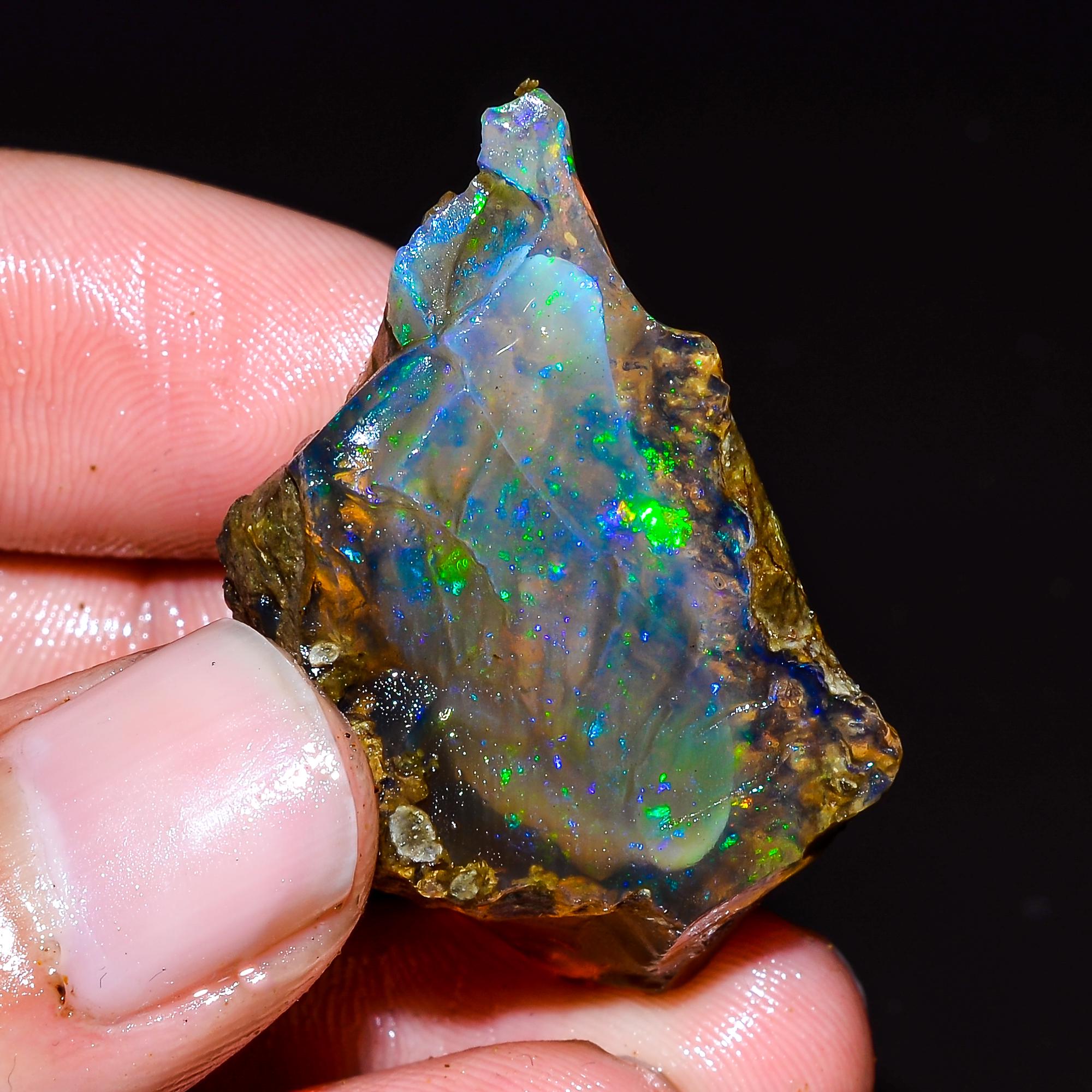Opal,  Opal rough, Ethiopian opal, welo fire opal, flashy opal,natural opal, dry opal,loose gemstone, natural gemstone 39X27X17 MM 51.50 CTS