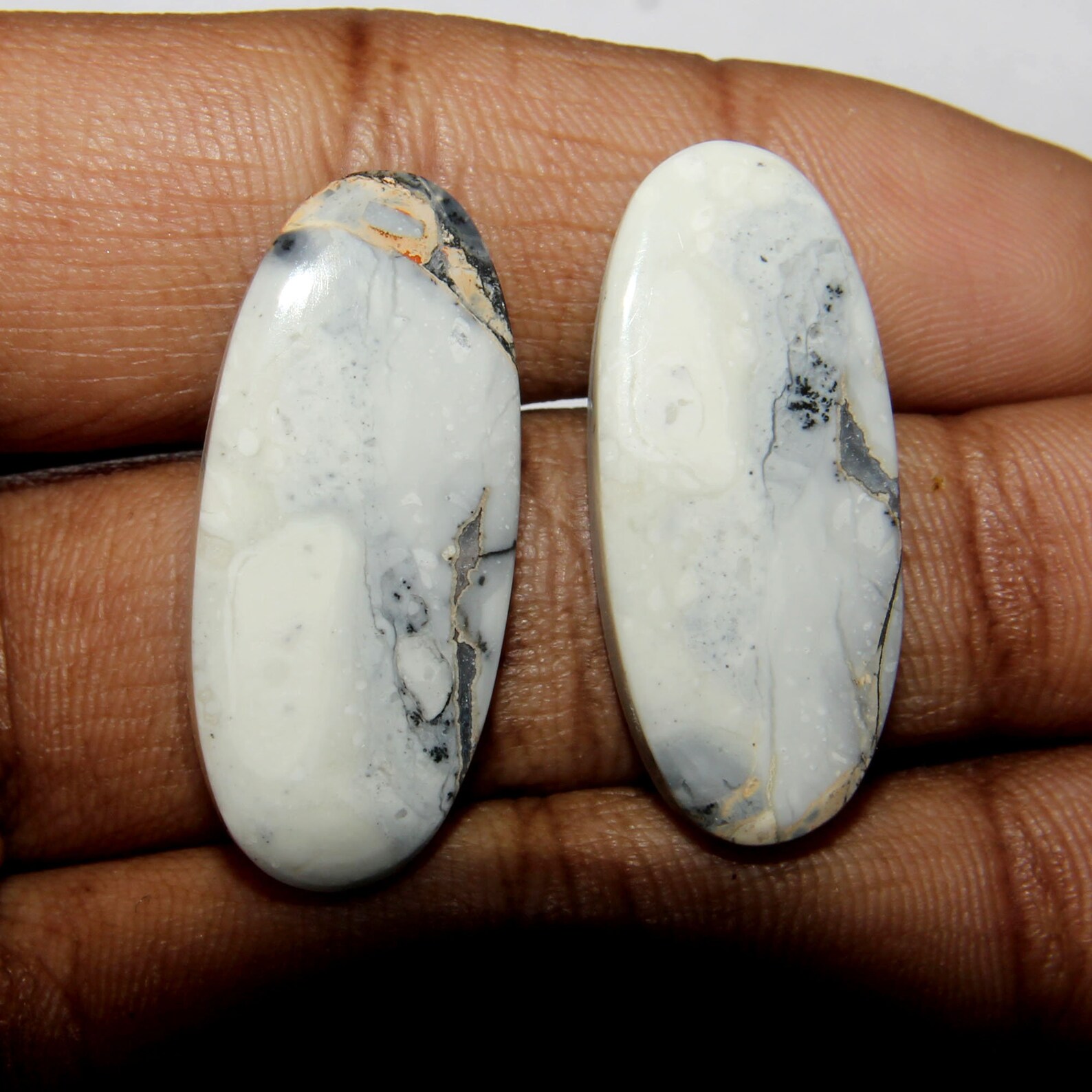 30x13 Mm Natural Black & White Agate Gemstoneagate Black Etsy