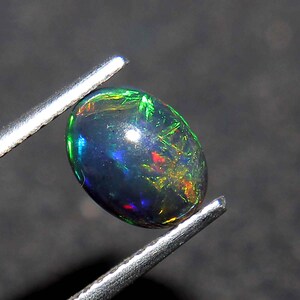 6x8mm Opal - Natural Black Ethiopian Fire opal- Black Opal - Welo fire opal - October birthstone  - Opal Stone- Opal Cabochon - Loose Opal