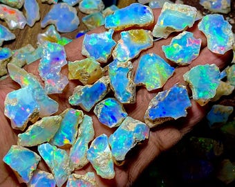 Ópalo etíope natural multicolor en bruto - Piedra natal de octubre - Ópalo de fuego en bruto - Lote de ópalo en bruto - Venta al por mayor de ópalo en bruto - Ópalo para joyería de 10 a 16 mm