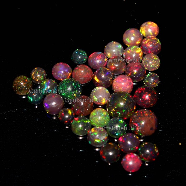 Wholesale Natural Ethiopian Opal/Natural Black Opal Lot/Welo Fire Opal/Cabochons Opal/Black Opal Round/Jewelry Making/Opal Gemstone