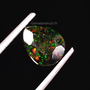 Opale,Opale noire d&#39;Éthiopie,Opale à facettes,Fabrication de bijoux,Opale de feu multiple,Naturel en vrac,Pierre naturelle 8x6x4 mm 1 carat