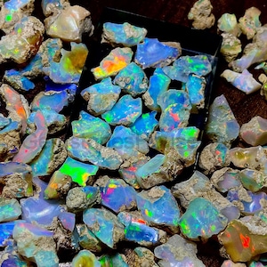 Natural Ethiopian Multi Fire Opal Slice Rough-October Birthstone-Slice Raw Opal-Raw Opal Lot-Jewelry Making Opal-Raw Opal Lot, 12 To 10 mm