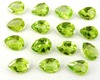 6x4 mm Natural Peridot Faceted Pear Gemstone Lot-Loose Peridot Lot-August Birthstone-Faceted Pear Peridot Gemstone-Jewelry Supple Gemstone