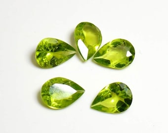 10x14 mm Peridot Faceted Pear Gemstone Lot-Loose Peridot Lot-August Birthstone-Faceted Pear Peridot Gemstone-Jewelry Supple Gemstone