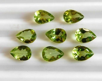 7x10 mm Natural Peridot Faceted Pear Gemstone Lot-Loose Peridot Lot-August Birthstone-Faceted Pear Peridot Gemstone-Jewelry Supple Gemstone