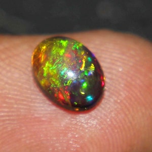 7x5 mm Opal - Natural Black Ethiopian Fire opal- Black Opal - Welo fire opal - October birthstone  - Opal Stone- Opal Cabochon - Loose Opal