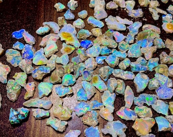 5 Pcs Lot-Natural Ethiopian Multi Fire Opal Rough-October Birthstone-Slice Shape Raw Opal-Raw Opal Lot-Wholesale Opal Rough-Jewelry Making