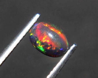 8x10mm Opal - Natural Black Ethiopian Fire opal- Black Opal - Welo fire opal - October birthstone  - Opal Stone- Opal Cabochon - Loose Opal