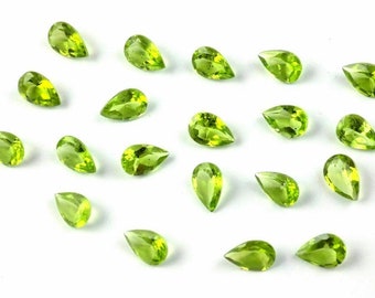 10x12 mm Green Peridot Faceted Pear Gemstone Lot-Loose Peridot Lot-August Birthstone-Faceted Pear Peridot Gemstone-Jewelry Supple Gemstone