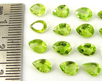 7x5 mm Natural Peridot Faceted Pear Gemstone Lot-Loose Peridot Lot-August Birthstone-Faceted Pear Peridot Gemstone-Jewelry Supple Gemstone