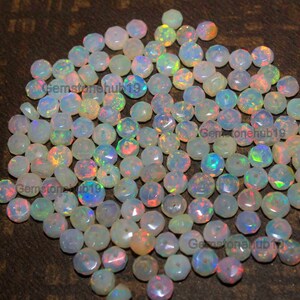 4 bis 5 MM facettierte äthiopische Opalperlen, natürliche weiße Opalperlen-Oktober Birthstone-Loose Opalperlen, weiße Opalperlen, Opalrondellperlen