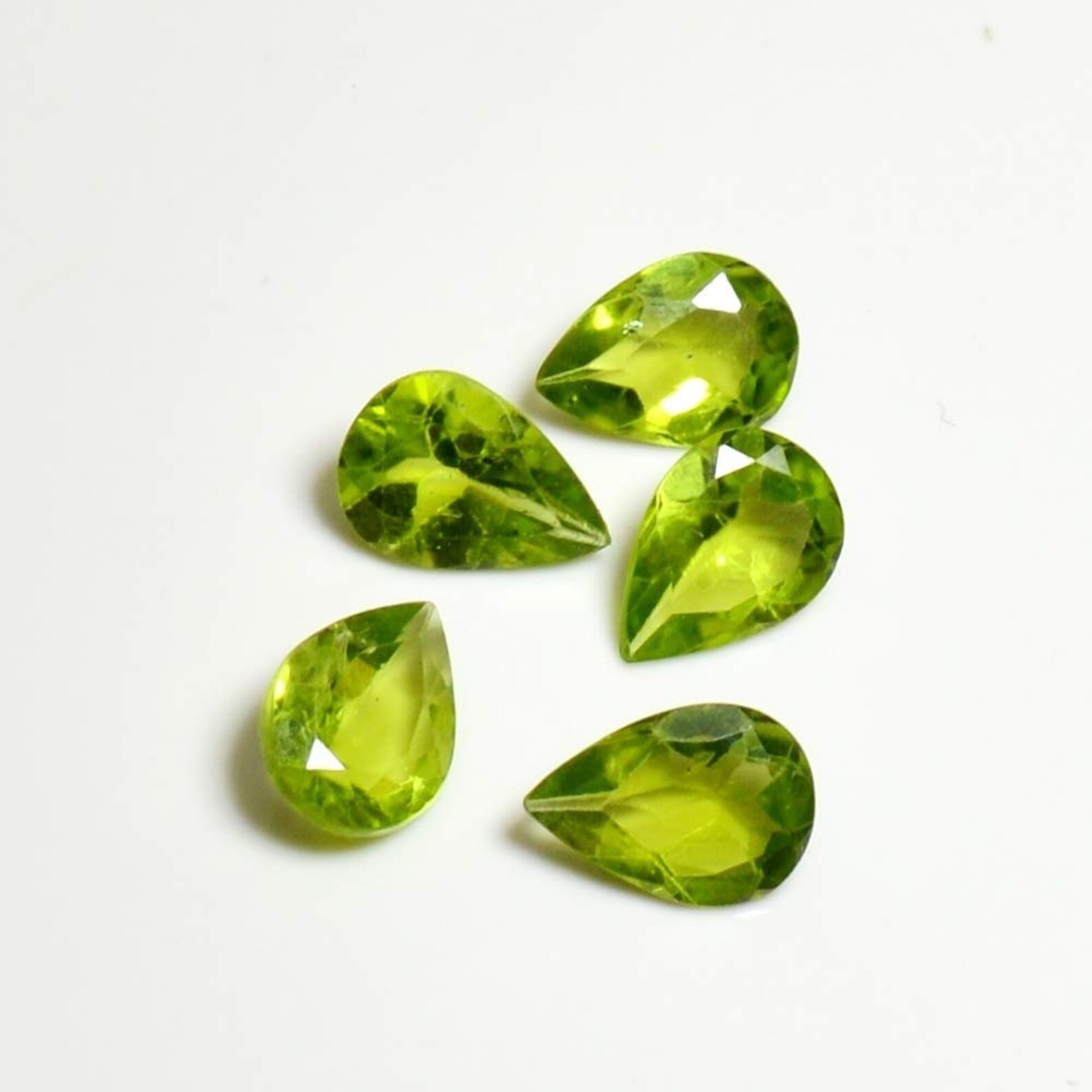 10x14 mm Natural Peridot Faceted Pear Gemstone LotLoose Etsy