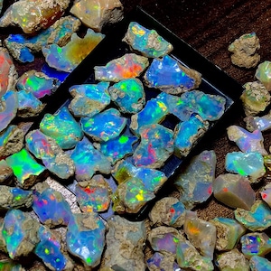 Natural Ethiopian Multi Fire Opal Rough-White Opal Stone-Raw Opal Slice-Wholesale Dry Opal Rough Stone-Jewelry Making, 30 Pcs Lot 16-10 MM