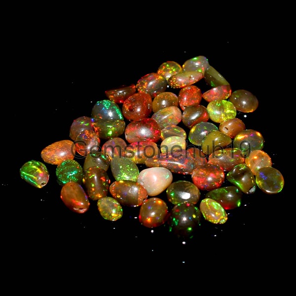 Natural Ethiopian Black Opal-Cabochon Opal Lot-Opal Tumble-Wholesale Lot-Multi Fire Welo Fire Opal Tumble Beads,AAA Opal Gemstone Lot