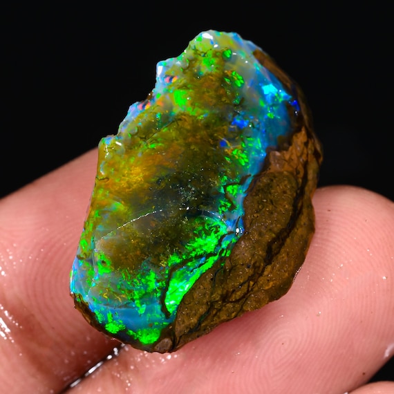 30CT】 エチオピア オパール 原石 青 緑 鉱物標本 ウェロ産 【30ct