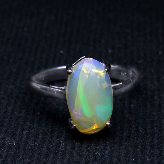 Unique Ethiopian Opal Ring925 Sterling Silver Ringnatural | Etsy