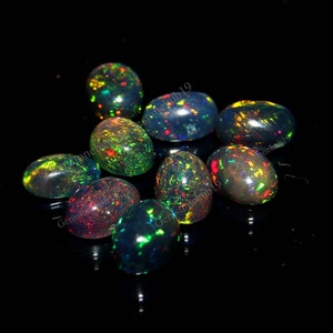 5 Pcs Natural Black Opal Lot-Ethiopian Fire opal-3x5 mm Black Opal-Welo fire opal-October birthstone-Opal Stone-Opal Cabochon-Loose Opal