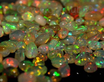 Natural Ethiopian Opal-Cabochon Opal Tumble Beads-Loose Opal Tumble-Wholesale Opal Beads-Fire Opal Tumble Beads-4-6 MM 50 Pieces Opal Lot