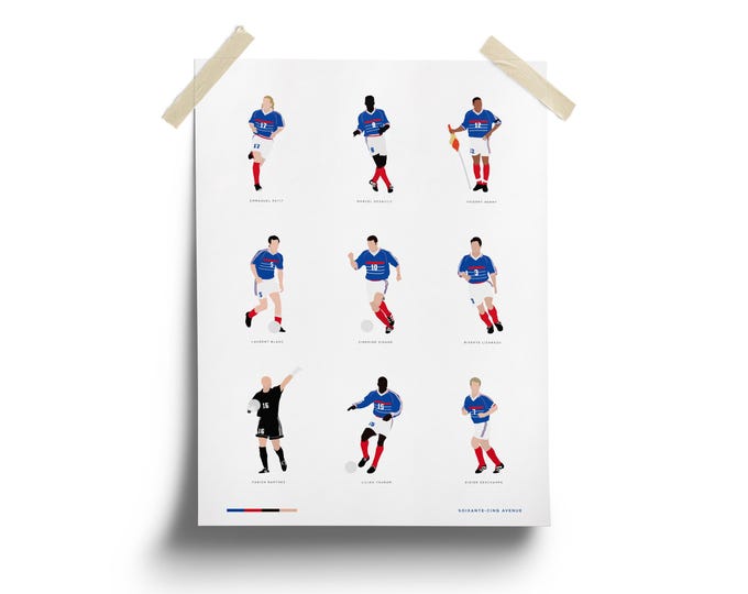 France National Team 1998 - Football. Poster, Print