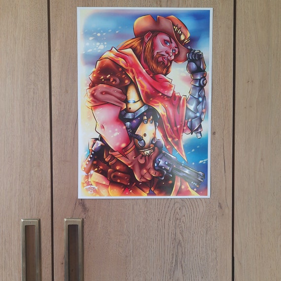 Prints Art &amp; Collectibles Overwatch McCree A3 size Poster Colourful ...