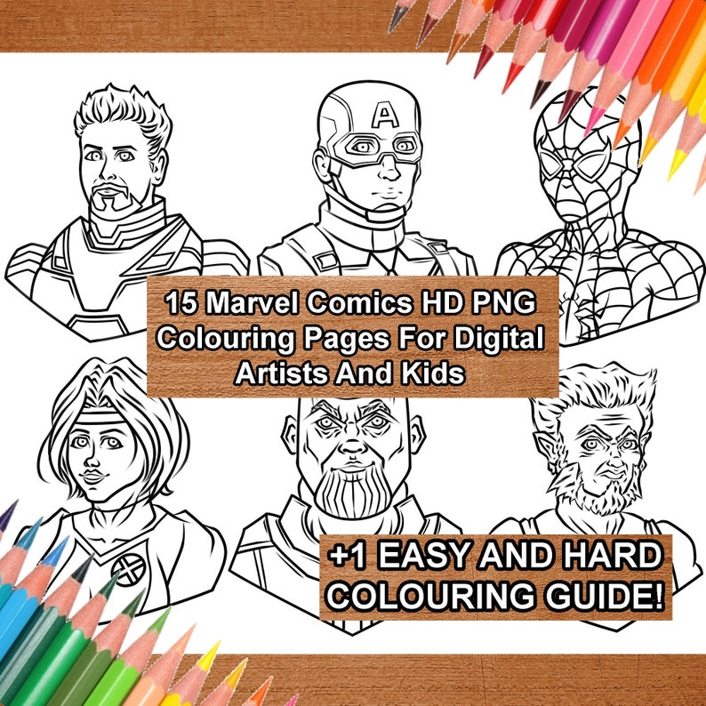 Download 15 Marvel Comics Colouring Pages 15 Colouring Pages For Etsy