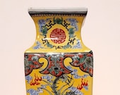 Large Chinese porcelain dragon phoenix vase Kangxi mark