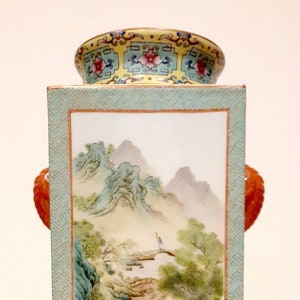 Chinese porcelain landscapes and garden scenes cong vase