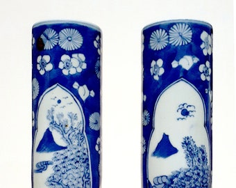 中国，景的鎮，花器，花瓶，花鳥装飾の円筒形陶器 中国の磁器製花鳥陶器のペア - Etsy 日本
