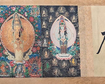 Lange Chinese boeddhistische thangka's met handscroll