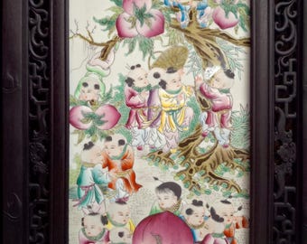 A Quartet of Chinese Porcelain Bai Zi Tu Plaques - Etsy