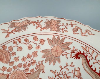中国磁器の赤い龍の皿 - Etsy 日本