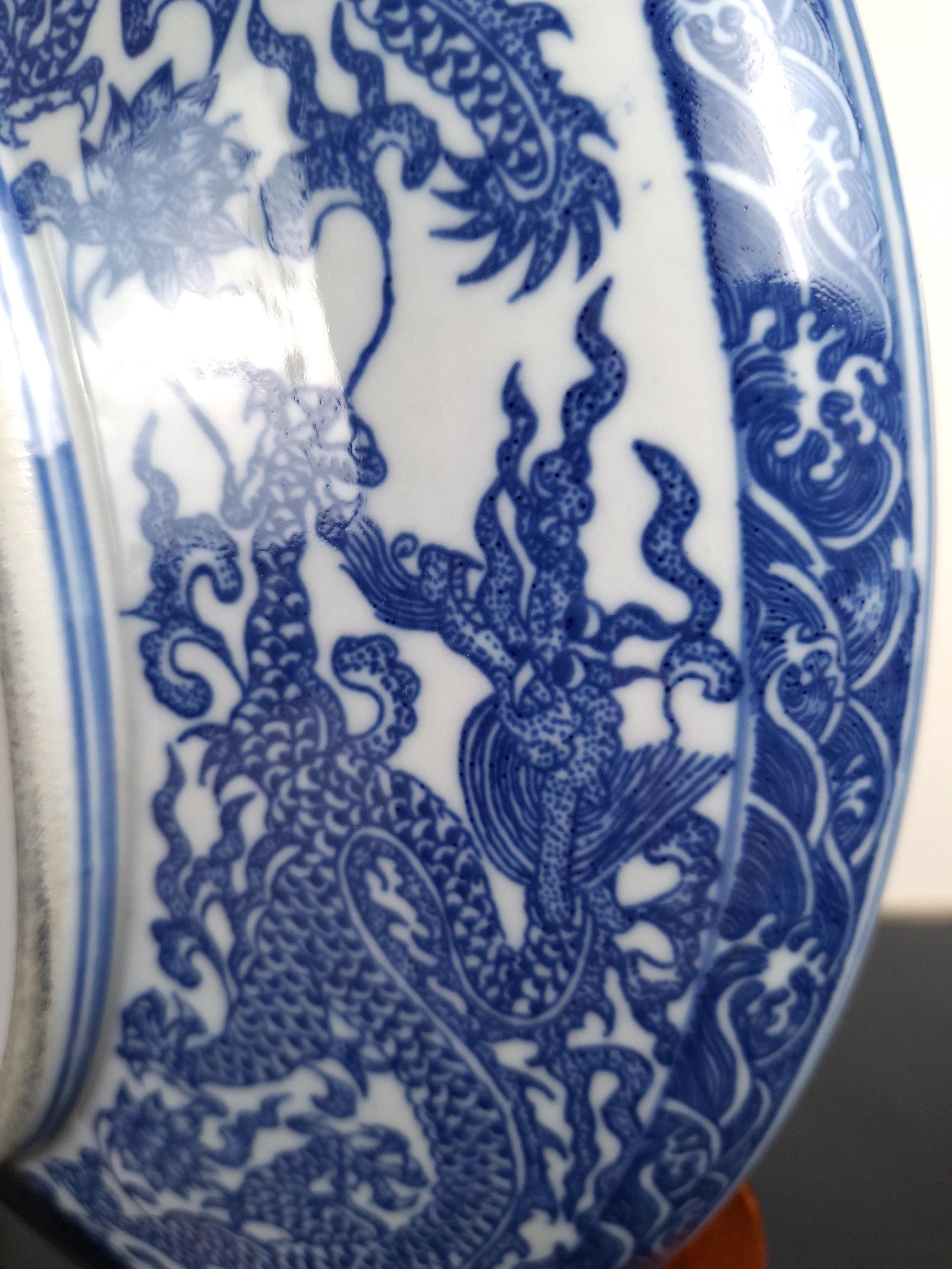 Large Chinese Porcelain Nine Dragon Bowl - Etsy display picture 1