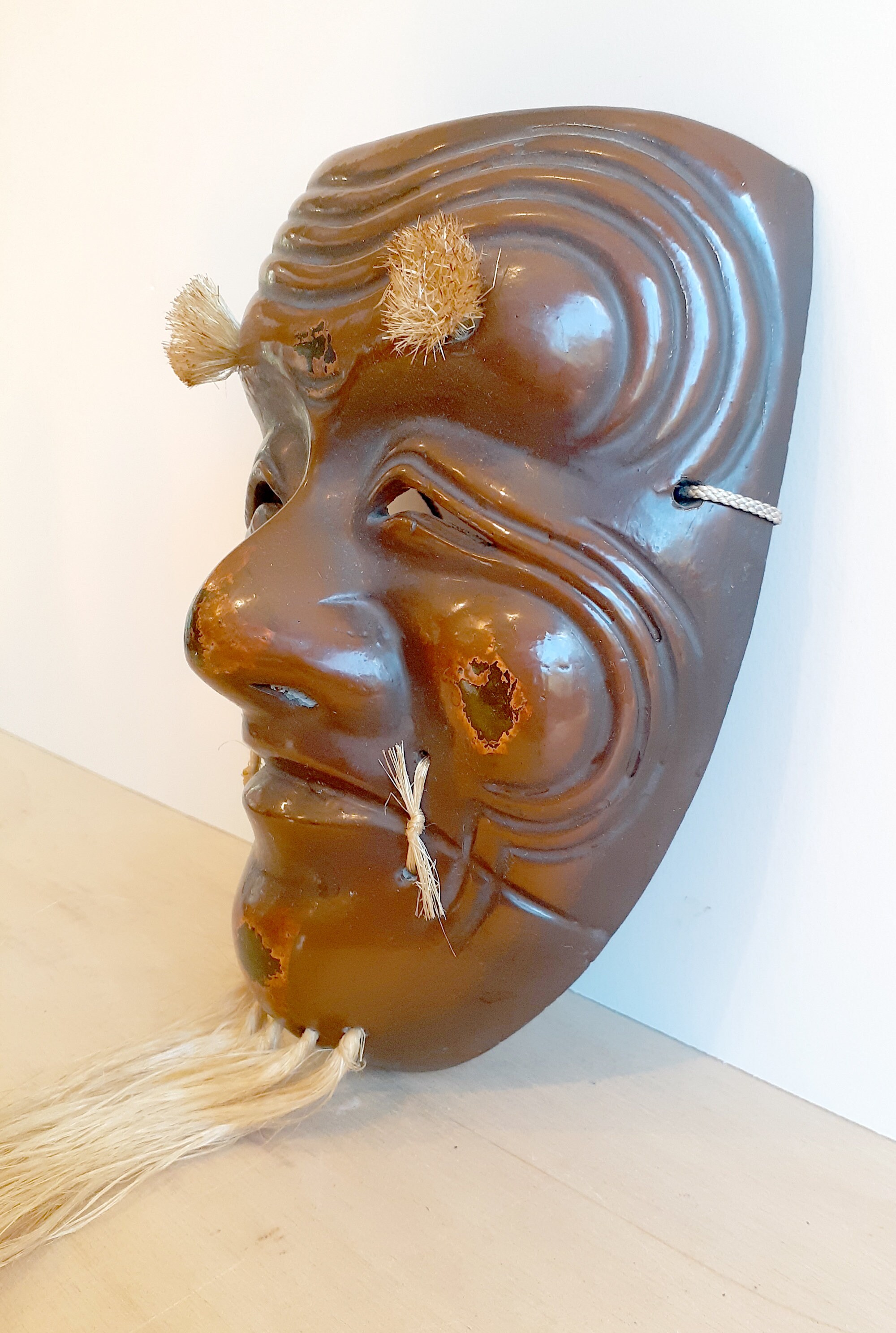 Wooden Noh Mask　木製能面 Japanese-Carved-Wooden-Noh-