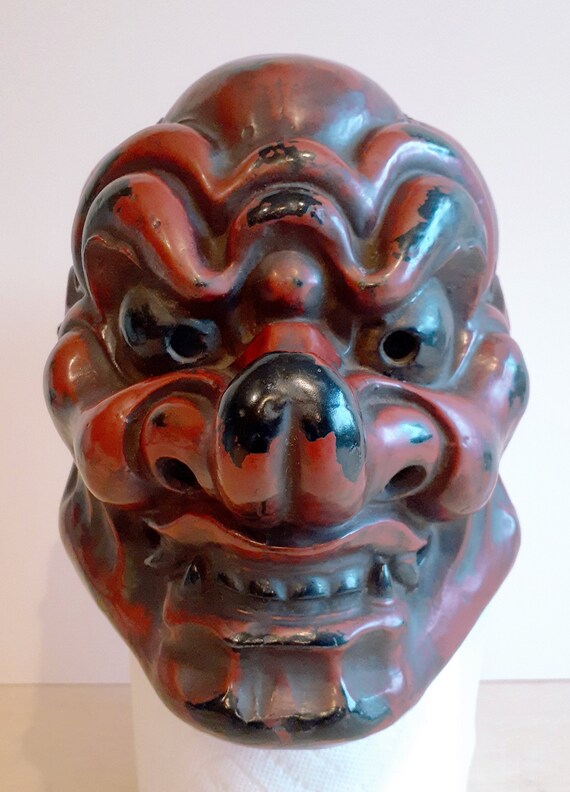 Japanese Papier Mache and Lacquer Gigaku Mask of Konron - Etsy Japanese Papier Mache and Lacquer Gigaku Mask of Konron - Etsy