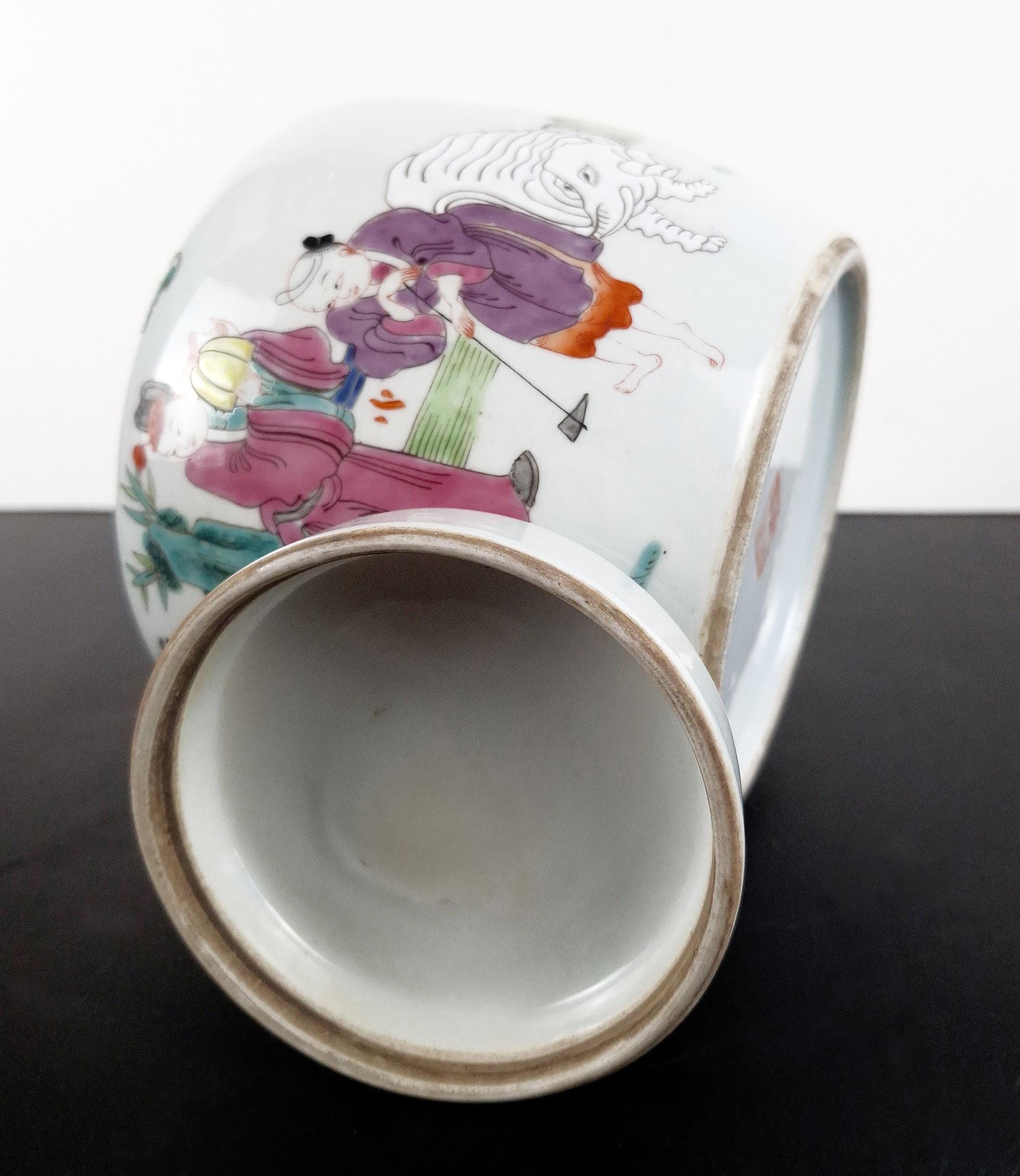 中国磁器の象の庭園風景の蓋付き瓶 - Etsy 日本
