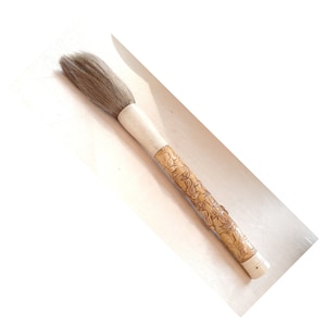 Chinese calligraphy brush, bone, carved bamboo and horsehair