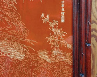 中国製の額装されたタンチョウヅルの陶製飾り板一対 - Etsy 日本
