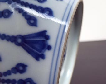 中国の磁器の青と白の蓋付き壺 - Etsy 日本