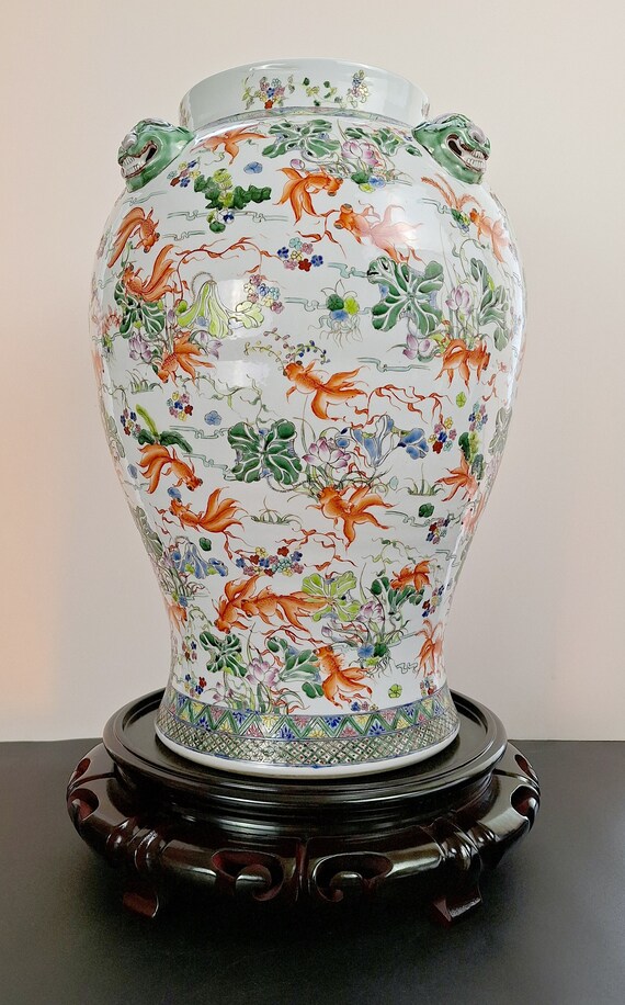 Burnt Orange Porcelain Vase - Snow Lions Burnt Orange Porcelain Vase - Snow Lions
