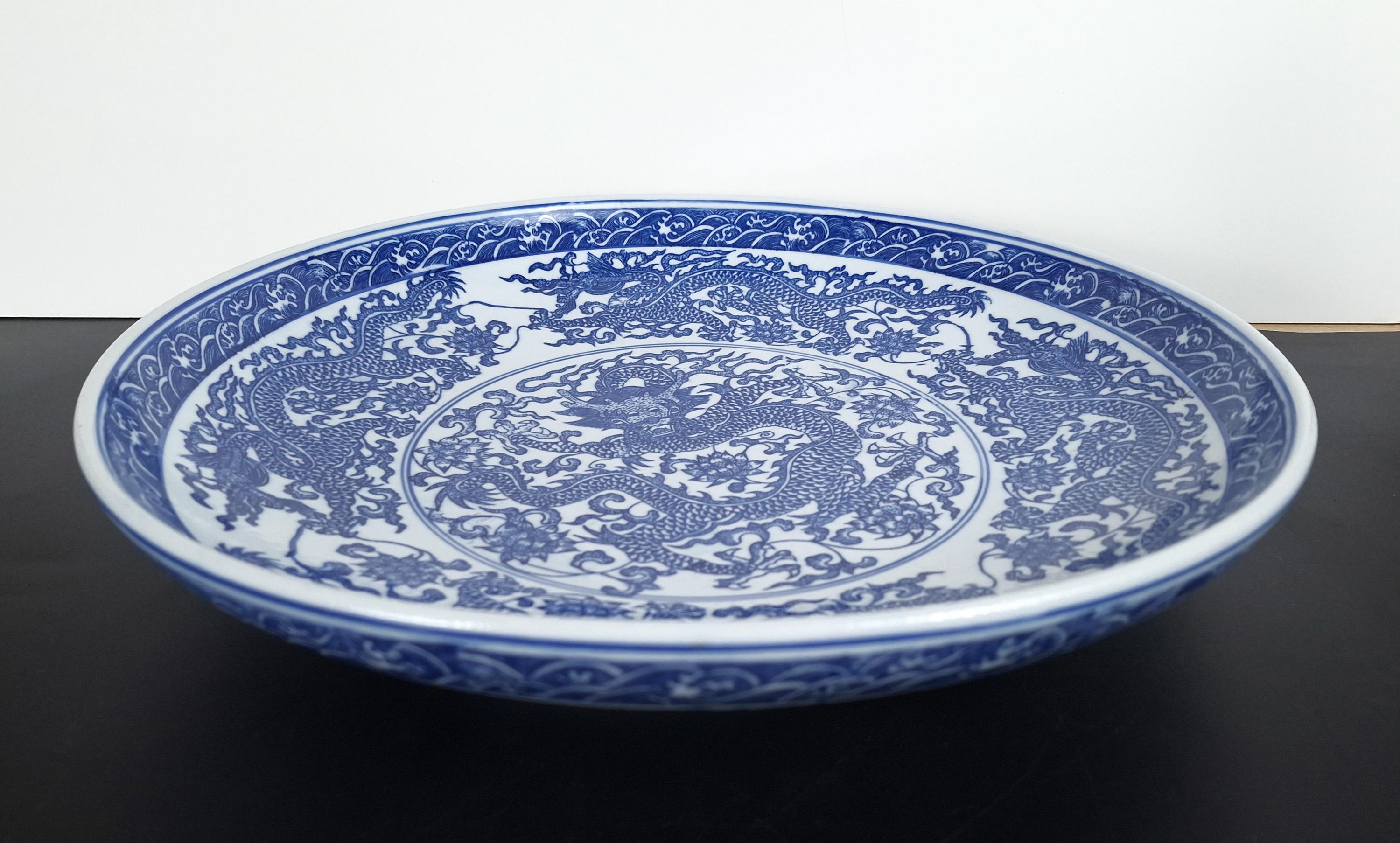 Large Chinese Porcelain Nine Dragon Bowl - Etsy display picture 1