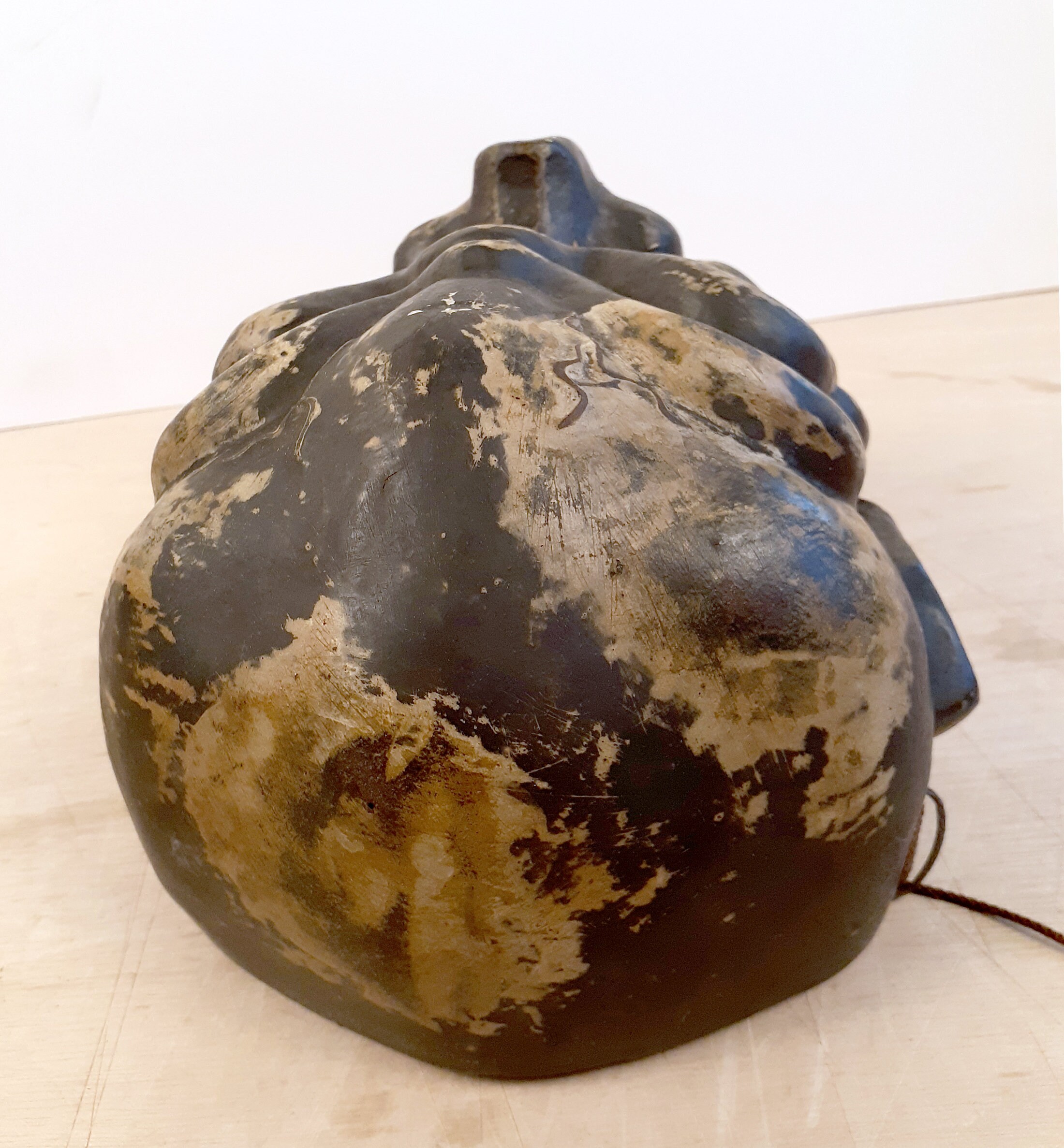 Japanese Papier Mache and Lacquer Gigaku Mask of a Rikishi